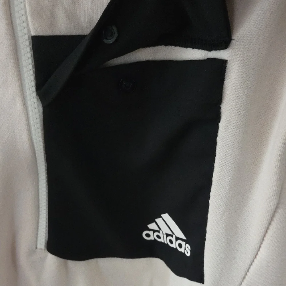 Adidas Cream and Black 1/4 Zip Hoodie